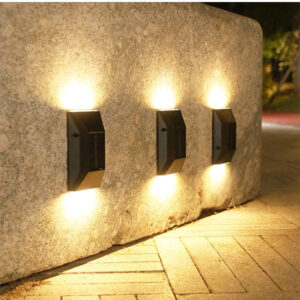 PACHET Lampa solara, de exterior cu 3 capete, LED, incarcare solara + Set 2 x lampa solara cu 6 leduri si senzor