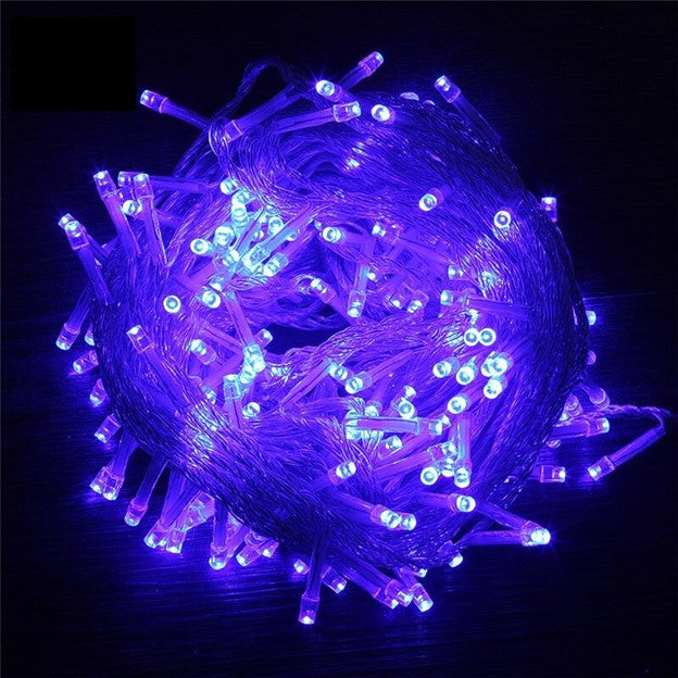 Instalatie LED tip franjuri 12m, de exterior, albastra