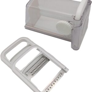 Razatoare multifunctionala pentru legume, cu 22 de accesorii + Recipient ermetic 4-în-1 pentru depozitare, feliere și răzuire brânză