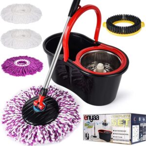 Set mop magic rotativ 360 grade , cu talpă și cuva din inox , 4 rezerve diferite