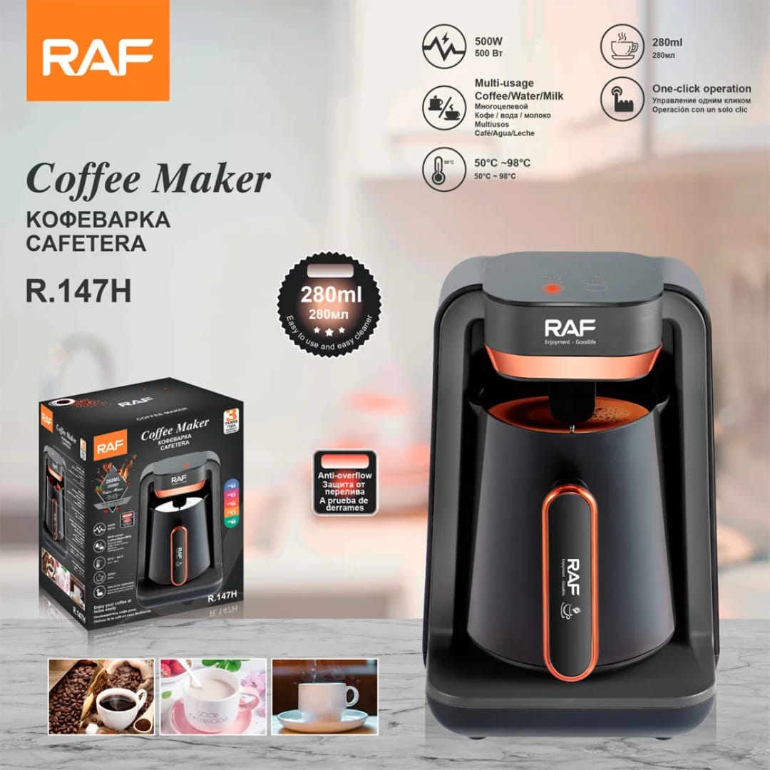 RAF 147H Mașină de cafea grecească 600W cu Capacitate 300ml Negru