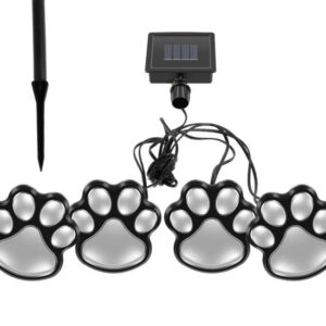 Set 8 Lampi Solare Led Tip Amprenta Labuta de Caine cu Infigere in Gazon