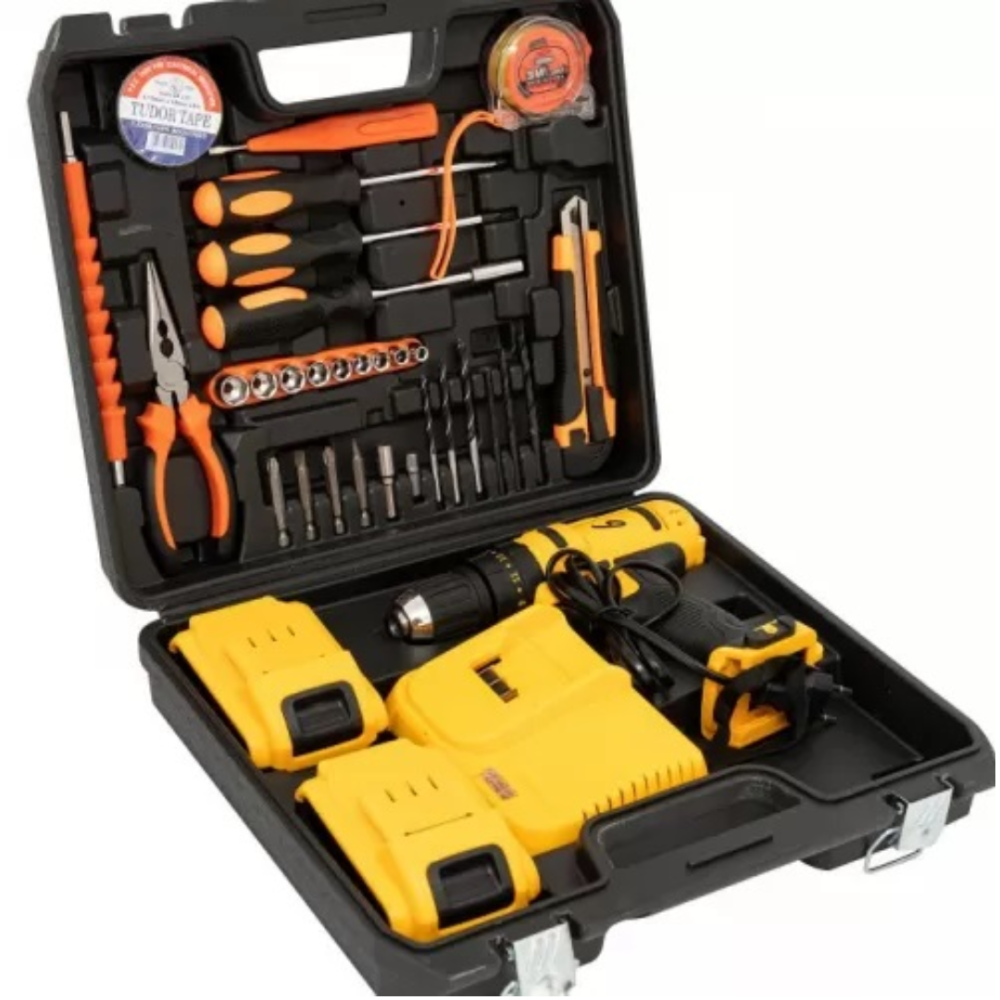 Trusa Bormasina cu 2 Acumulatori 36V 5Ah, Autofiletanta cu Percutie cu 30 de accesorii + Set 3 perii de curatare cu adaptor pentru bormasina sau autofiletanta CADOU