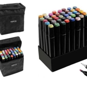 Suport foto bradut, lemn + Set 40 de markere cu 2 capete, subtire si gros