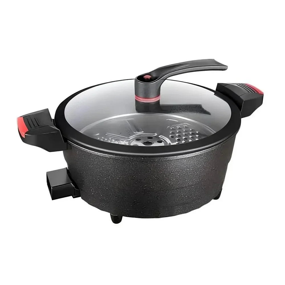 Oala electrica multifunctionala, Hoffmans HM-3032, 1500W, 6L capacitate, 32 cm diagonala, negru