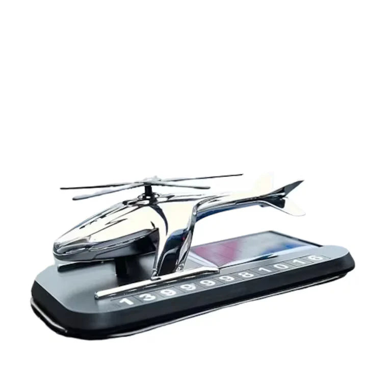 Set 2 x Odorizant Auto Elicopter Cu Incarcare Solara si Suport Numar de Telefon pe Magnet, Baza Antiderapanta