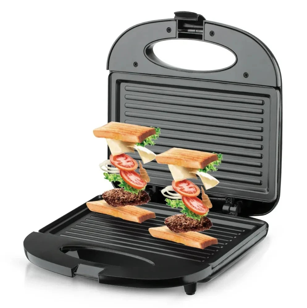 Sandwich maker tip grill, RAF R532T, 750W, placi antiaderente, indicator luminos, incalzire pe ambele parti, negru-argintiu