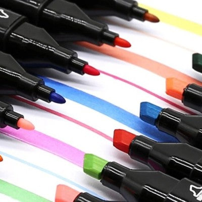 Set 80 de markere cu 2 capete, subtire si gros