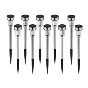 Set 10 x Lampa solara de gradina, inox, LED, 36.5cm