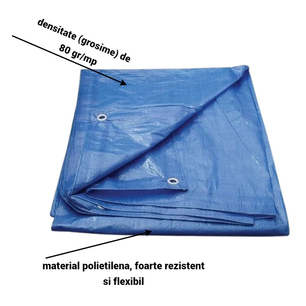 PACHET Prelata de protectie 5/6 m, impermeabila, rezistenta la UV si grindina + Parasolar pliabil tip umbrela pentru parbrizul masinii